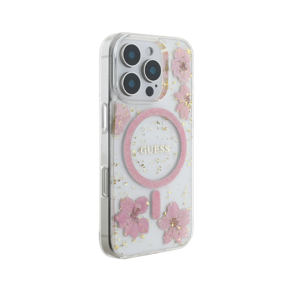 Guess hc magsafe resin flowers pink iphone 16 pro max