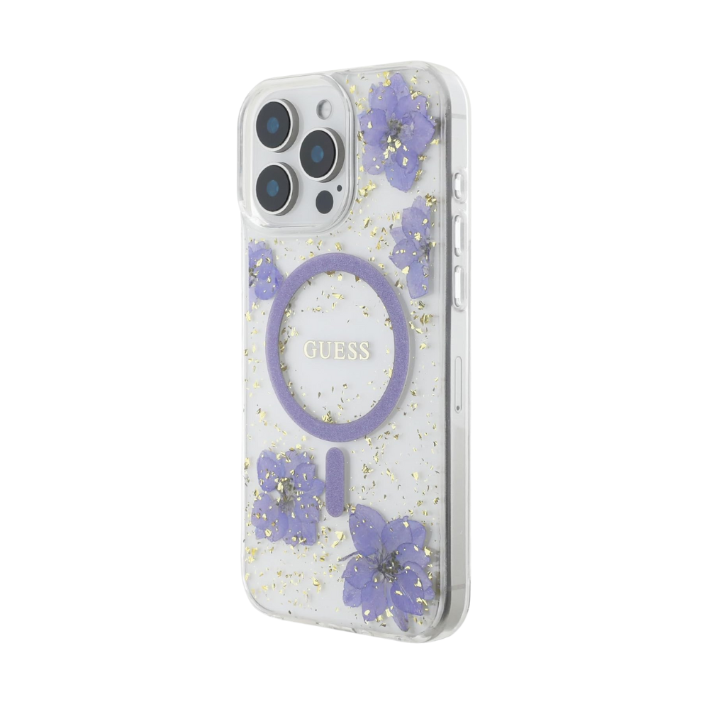 Guess hc magsafe resin flowers purple iphone 16 pro max