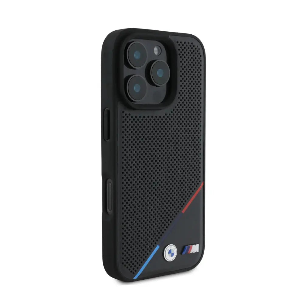 BMW hc m magsafe pu perforated tricolor line black iphone 16 pro  Shop name