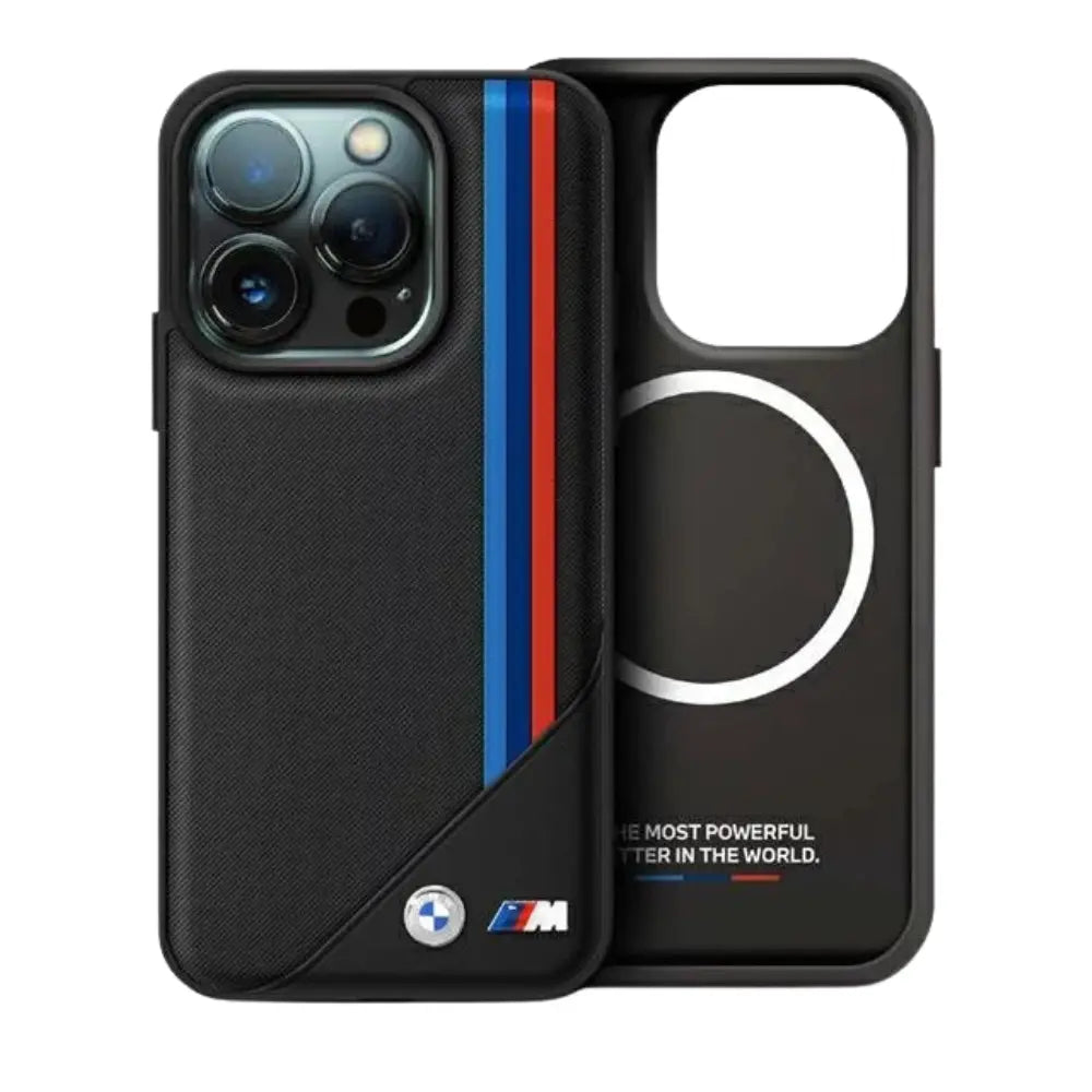 BMW hc m magsafe pu meshed tricolor stripes black iphone 16 pro  Shop name