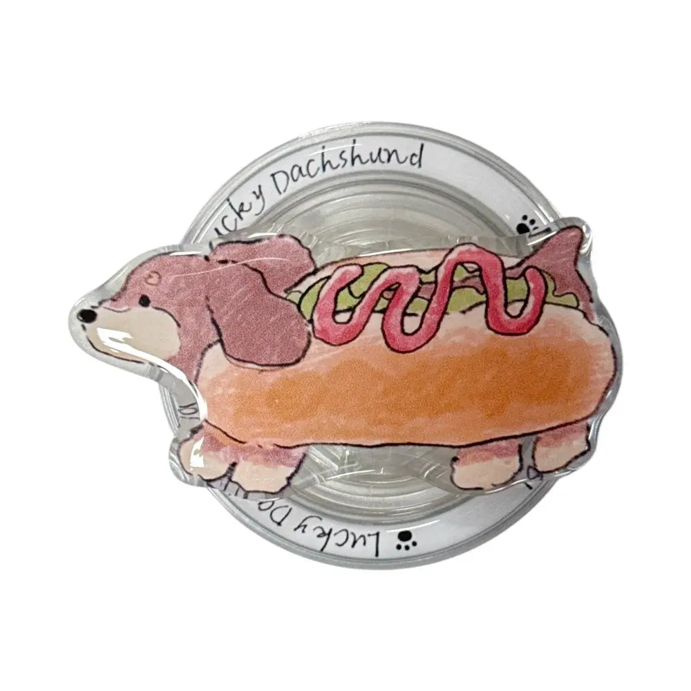 Gadget pop grip MagSafe circular with hot dog design.