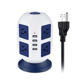 Multi socket with four connectors in white and blue design.