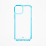 f"Estuche transparente color turquesa para Apple iPhone 14, diseño estilo Rey."