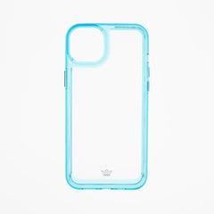 f"Estuche transparente color turquesa para Apple iPhone 14, diseño estilo Rey."