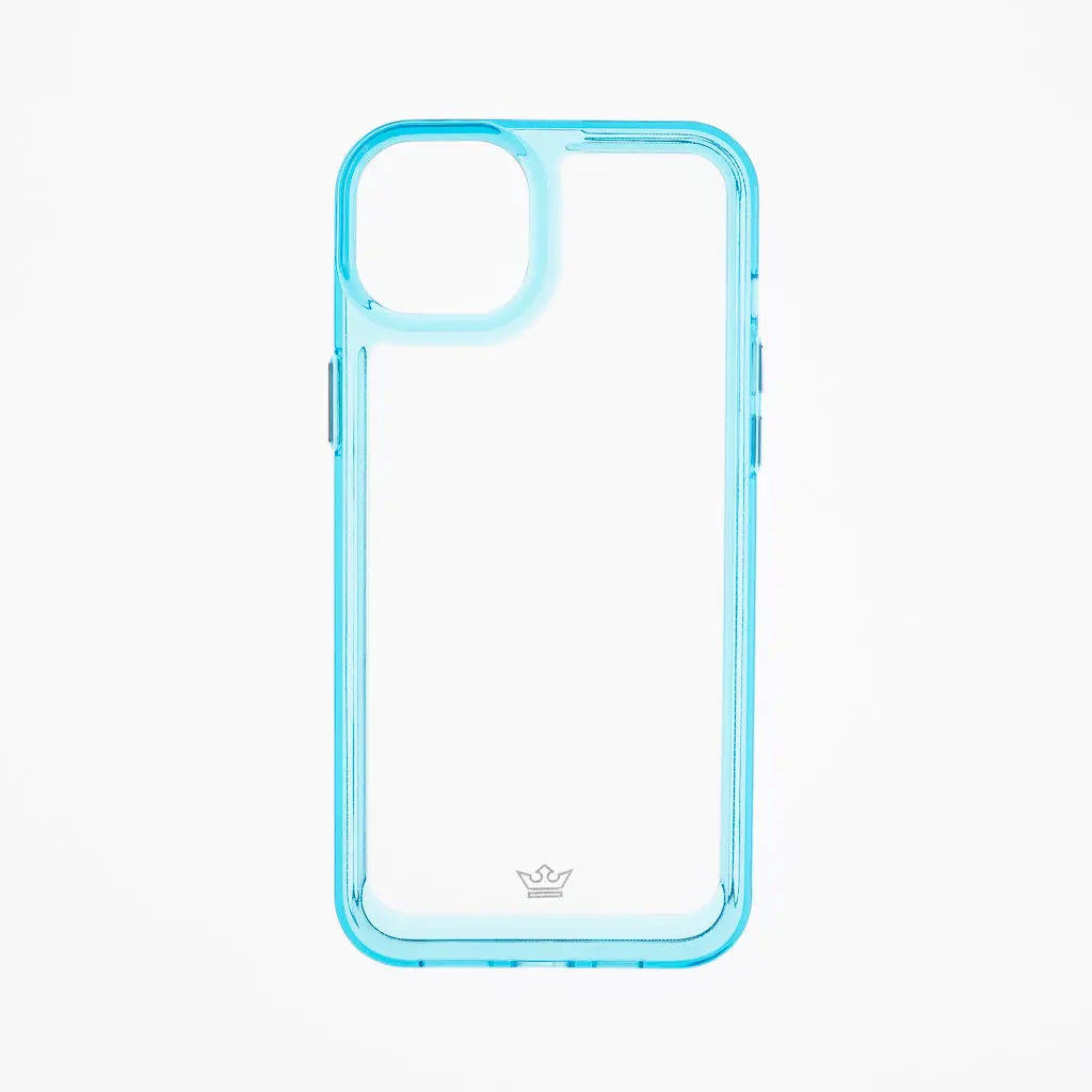 Estuche transparente turquesa para Apple iPhone 14 Plus, diseño delgado y protector.