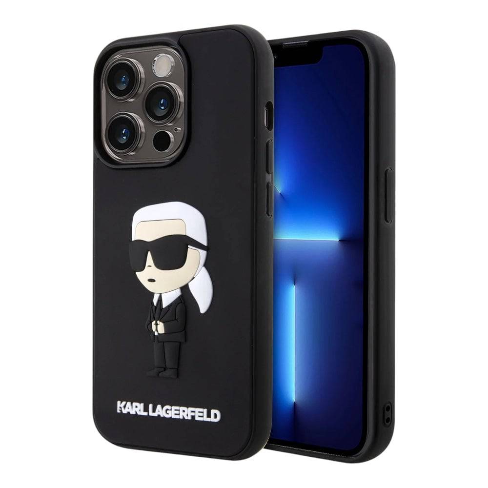 Estuche karl lagerfeld hard case iphone 15 pro - rubber black hard case 3d ikonik nft color negro - MUNDO ACCESORIOS (B2C)