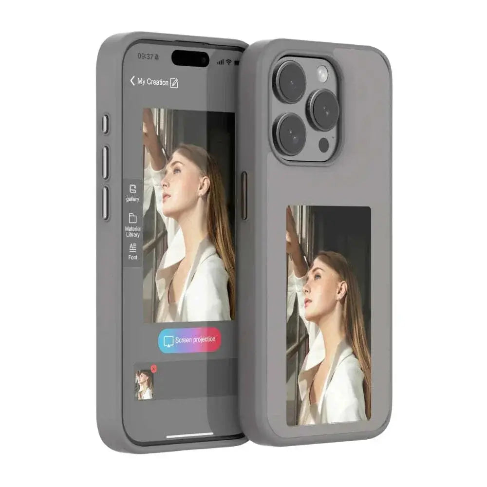 Estuche personalizable gris para iPhone 14 Pro Max con diseño de tinta DIY.