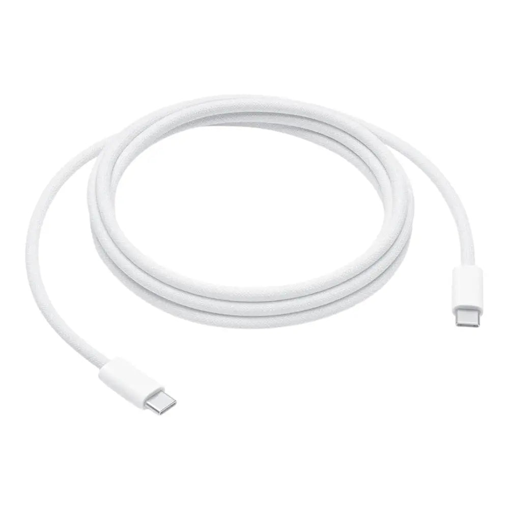 Cable USB-C a USB-C trenzado 240W de 2 metros, color blanco.