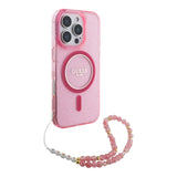 Guess hc magsafe iml glitter with pearl strap pink iphone 16  Shop name