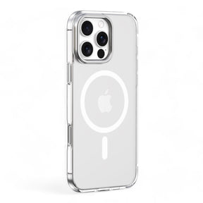 Estuche devia magsafe iphone 16 snow crystal series magnetic shockproof case with bracket color transparente