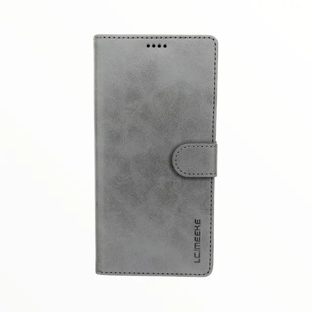 Estuche cartera folio gris para Samsung A01 con porta tarjeta.