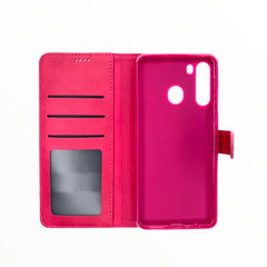 estuche carteras lc imeeke folio libreta con porta tarjeta samsung a21 color rosado  Shop name