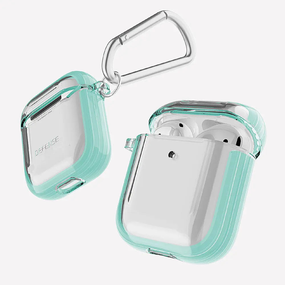 Estuche protección Xdoria Defense Clear color turquesa para AirPods Apple Gen 1 y 2.