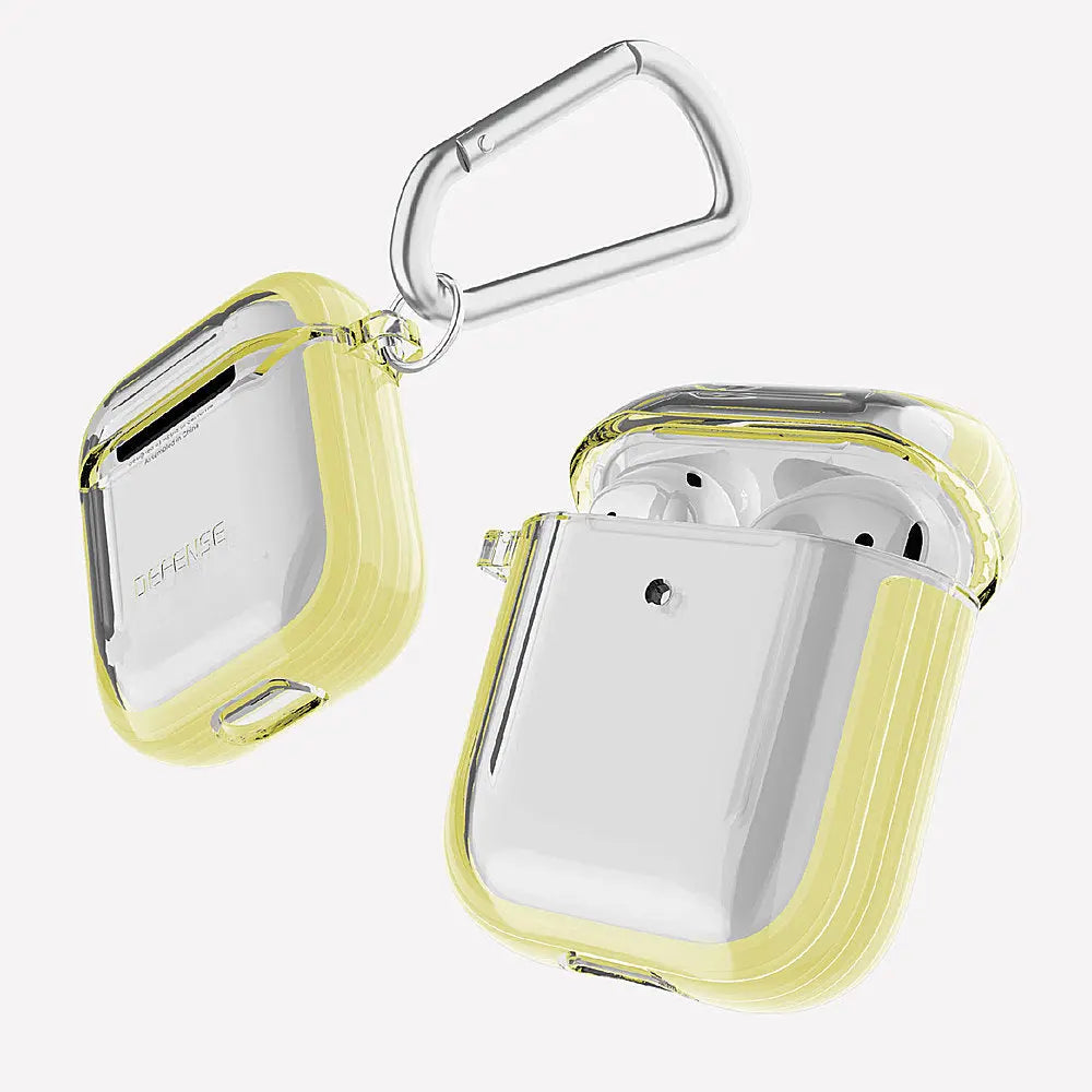 Estuche protector Xdoria Defense Clear amarillo para AirPods 1 y 2.