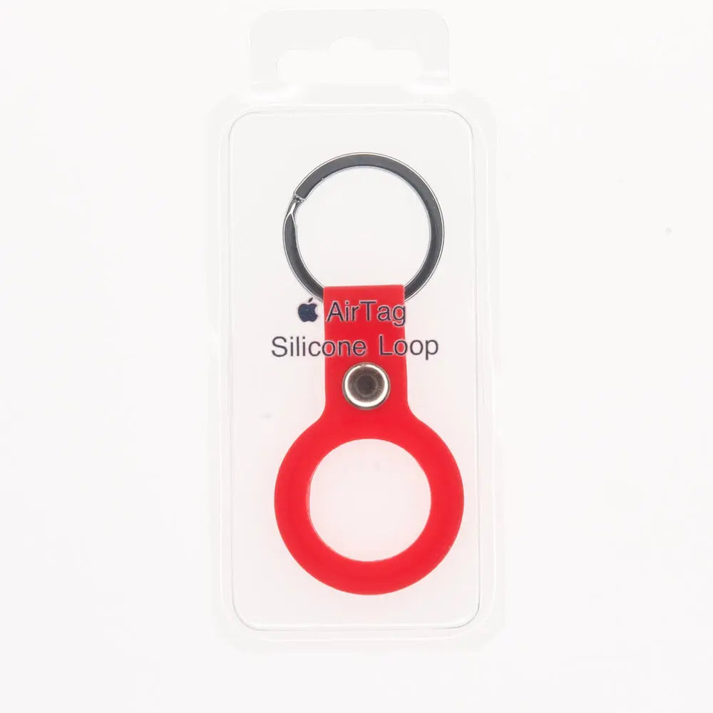 Estuche de silicona rojo para AirTag Apple, diseño innovador y protección alta.