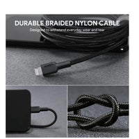 Cable aukey adaptador de 2mts brained nylon usb a a lightning color negro