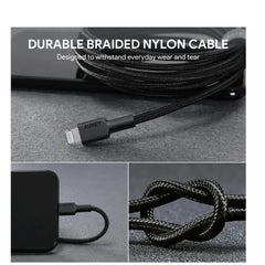 Cable aukey adaptador de 2mts brained nylon usb a a lightning color negro  Shop name