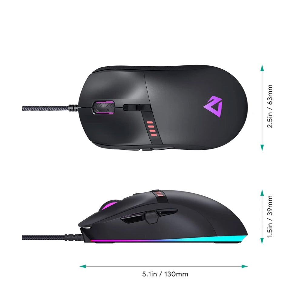 Gadget aukey gaming knight rgb mouse 10000 dpi resolution con cable usb