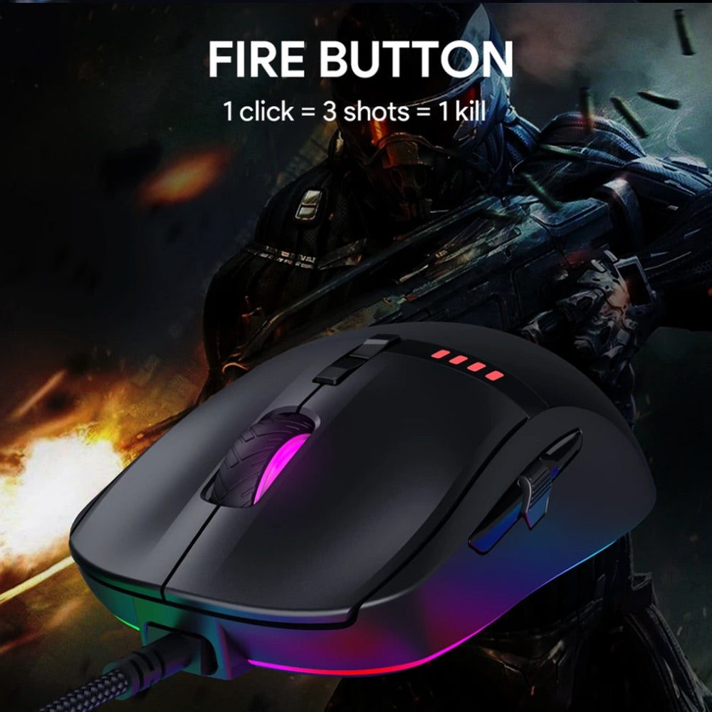 Gadget aukey gaming knight rgb mouse 10000 dpi resolution con cable usb