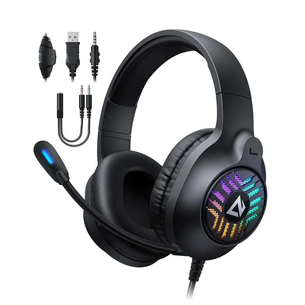 Audifonos Aukey Gaming RGB Headset con iluminación personalizable y micrófono ajustable.