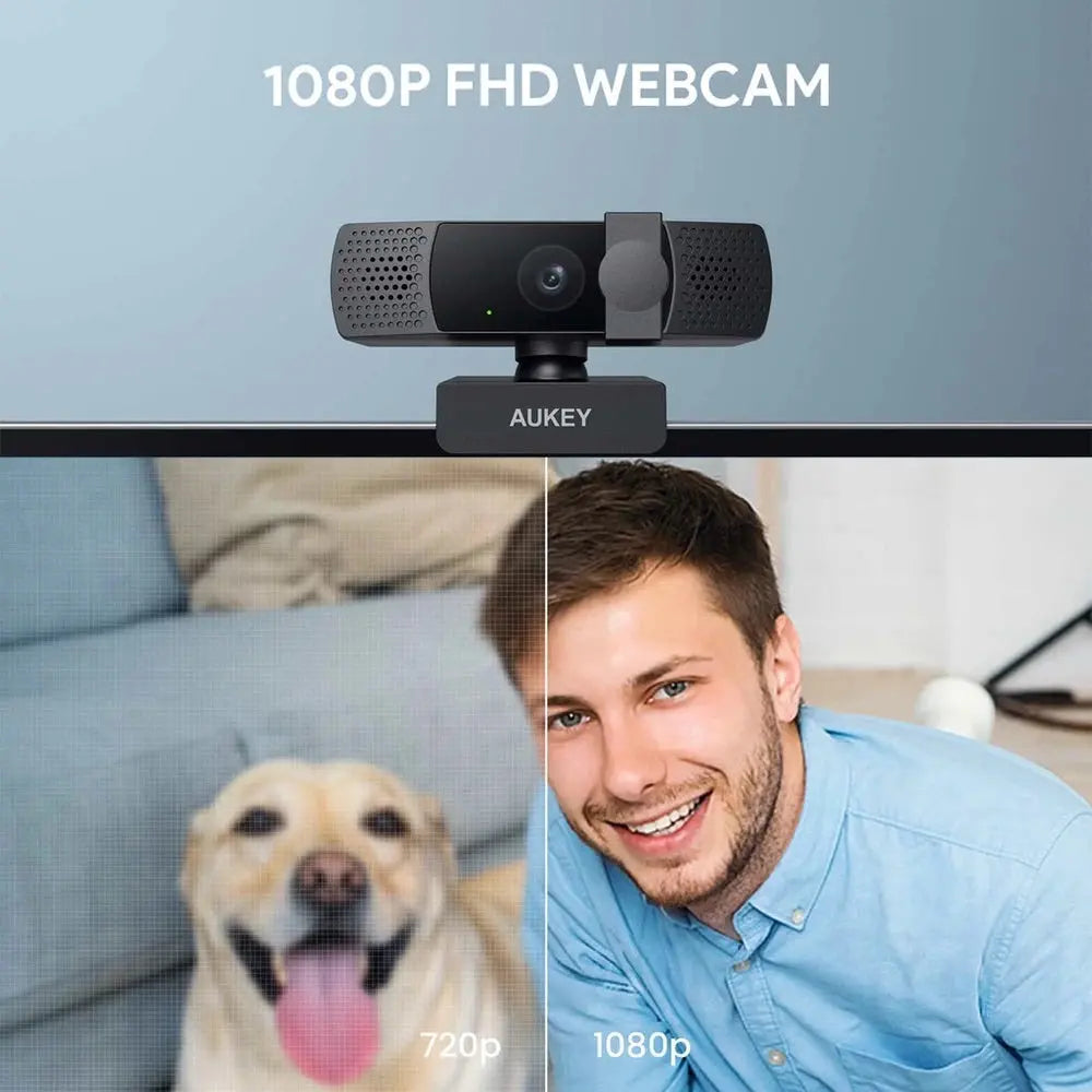 Gadget aukey webcam camara para computadora de 1080p con enfoque automatico color negro  Shop name