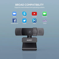 Aukey Gadget Webcam 1080P Computer Camera with Auto Focus Black