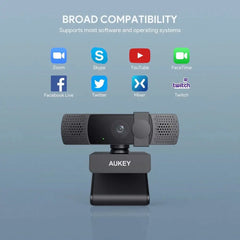 Gadget aukey webcam camara para computadora de 1080p con enfoque automatico color negro  Shop name