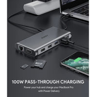 Thumbnail for Adaptador Aukey Hub 12 En 1 Con Usb C Hdm 4K Dual Ethernet Y Vga Color Plateado