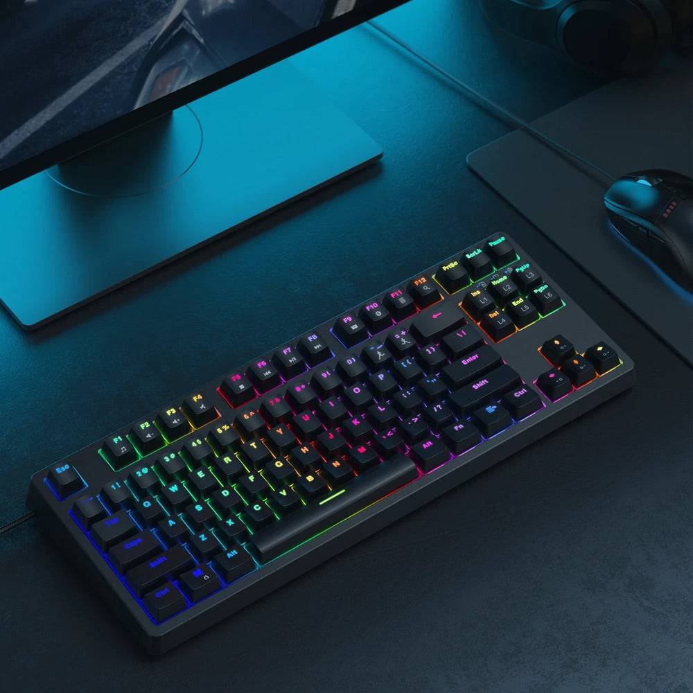 Gadget Aukey Gaming Kmg14 Mechanical Keyboard Blue Switchecompact 87Key With Software Color Azul - MUNDO ACCESORIOS (B2C)