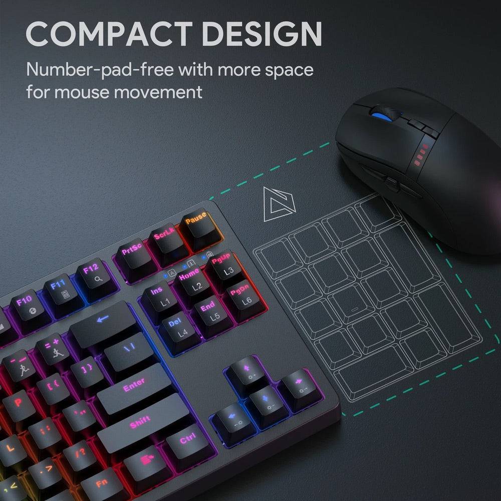 Gadget Aukey Gaming Kmg14 Mechanical Keyboard Blue Switchecompact 87Key With Software Color Azul - MUNDO ACCESORIOS (B2C)