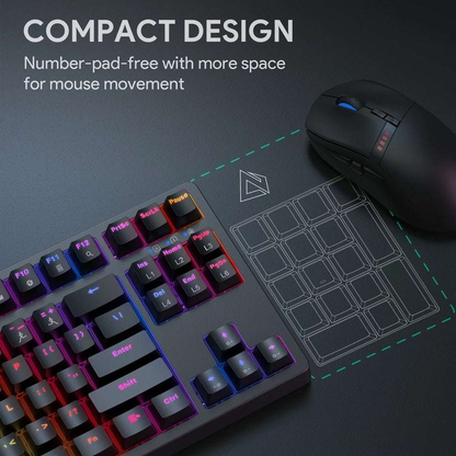 Gadget Aukey Gaming Kmg14 Mechanical Keyboard Blue Switchecompact 87Key With Software Color Azul