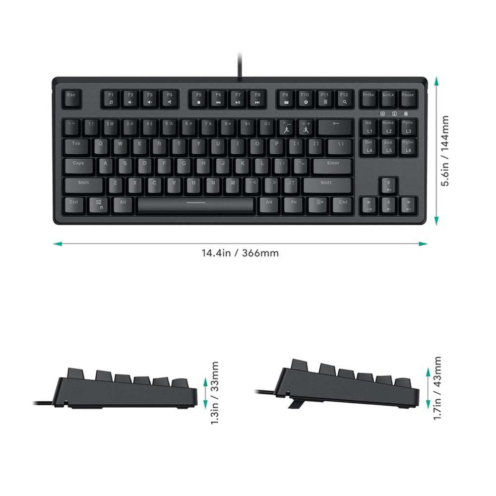 Gadget Aukey Gaming Kmg14 Mechanical Keyboard Blue Switchecompact 87Key With Software Color Azul