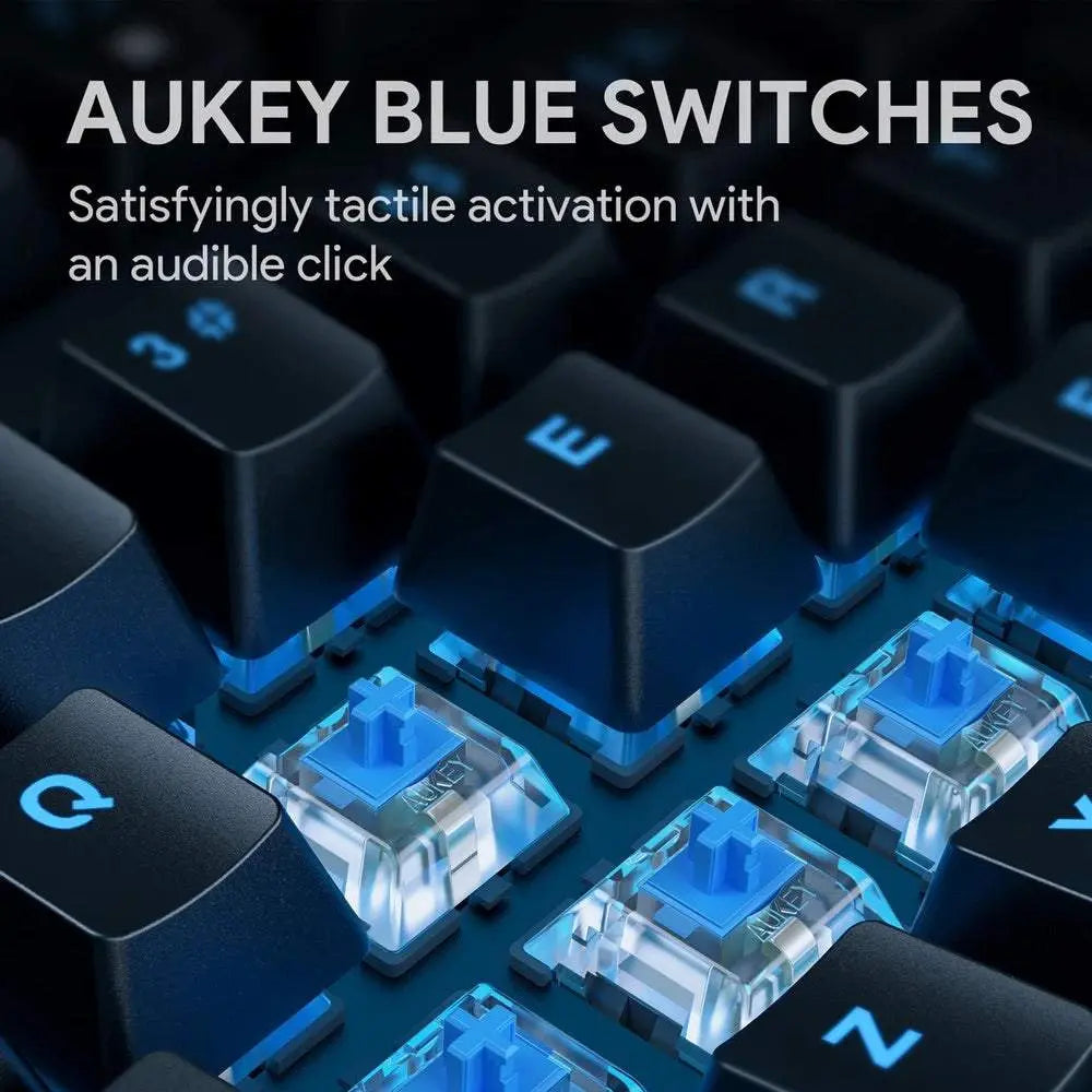 Gadget Aukey Gaming Kmg14 Mechanical Keyboard Blue Switchecompact 87Key With Software Color Azul  Shop name