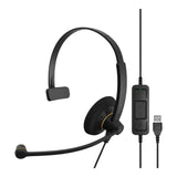 Auriculares Sennheiser SC 30 USB con micrófono para call center.