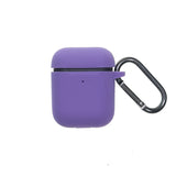 Estuche de silicona grueso morado para AirPods 1/2 de Apple con mosquetón.