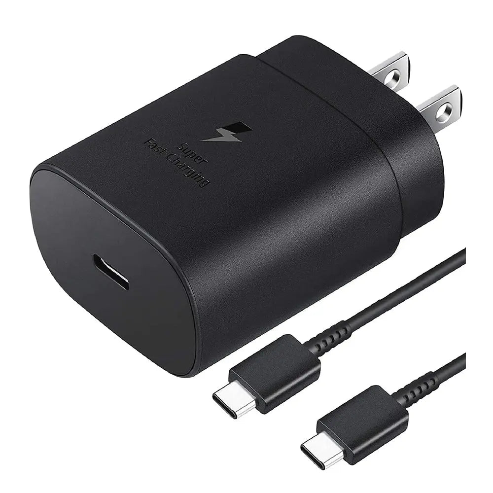 Cargador samsung carga rapida ultra rapido de 25 w negro + cable tipo c a  tipo c  Shop name