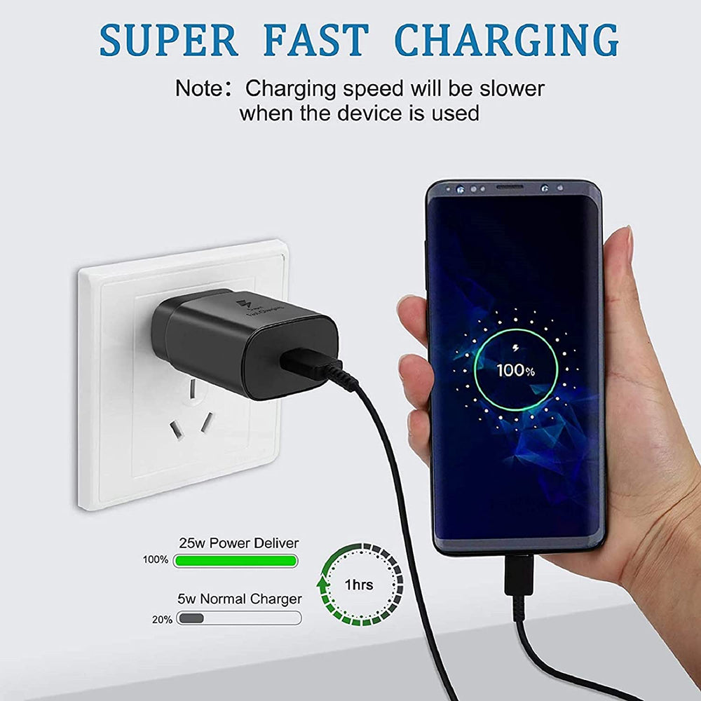 Samsung ultra fast charger 25 w black + type c type c cable