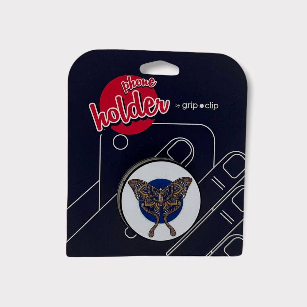 Accesorio grip clip holder mariposa con cafe fondo color azul - MUNDO ACCESORIOS (B2C)