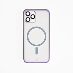 Estuche morado para iPhone 13 Pro con vidrio templado y soporte MagSafe.