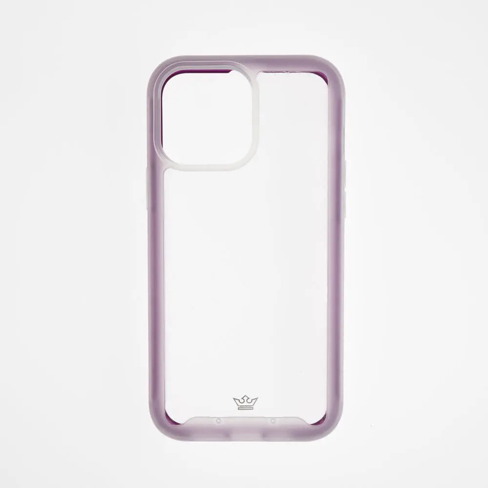 estuche transparente para iPhone 13 Pro y 13 Pro Max color morado con super bumper de alta protección