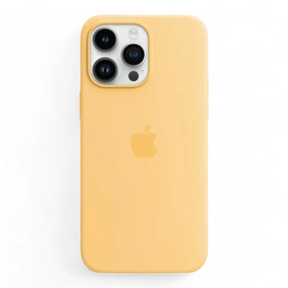 Estuche de silicona amarillo para Apple iPhone 14 Pro Max, protección y estilo.