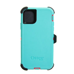 Estuche OtterBox Defender para iPhone 11 Pro, colores turquesa y rosado.