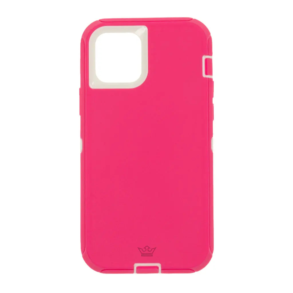 estuche proteccion el rey defender con clip apple iphone 12 mini color rosado / blanco- MUNDO ACCESORIOS.