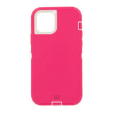 estuche protección el rey defender con clip para iPhone 12 mini rosado blanco