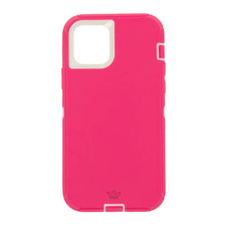 estuche proteccion el rey defender con clip apple iphone 12 ,  iphone 12 pro color rosado / blanco- MUNDO ACCESORIOS.