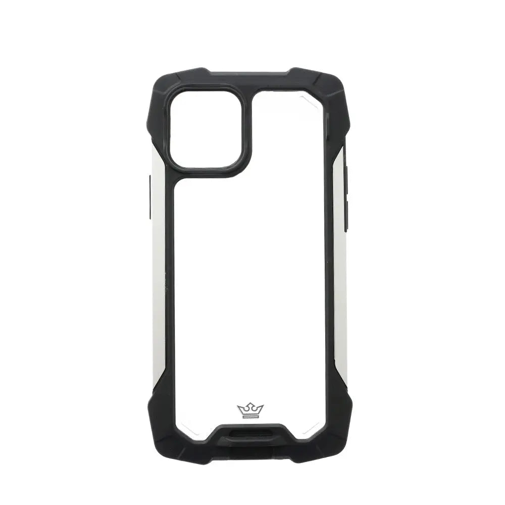 estuche clásico Impact King para iPhone 12 Pro Max en color negro y plateado con protección de 10 metros contra caídas y golpes