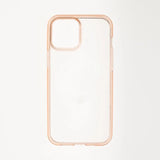 Estuche transparente y rosado Spigen con marco resistente para iPhone 12 Pro Max.