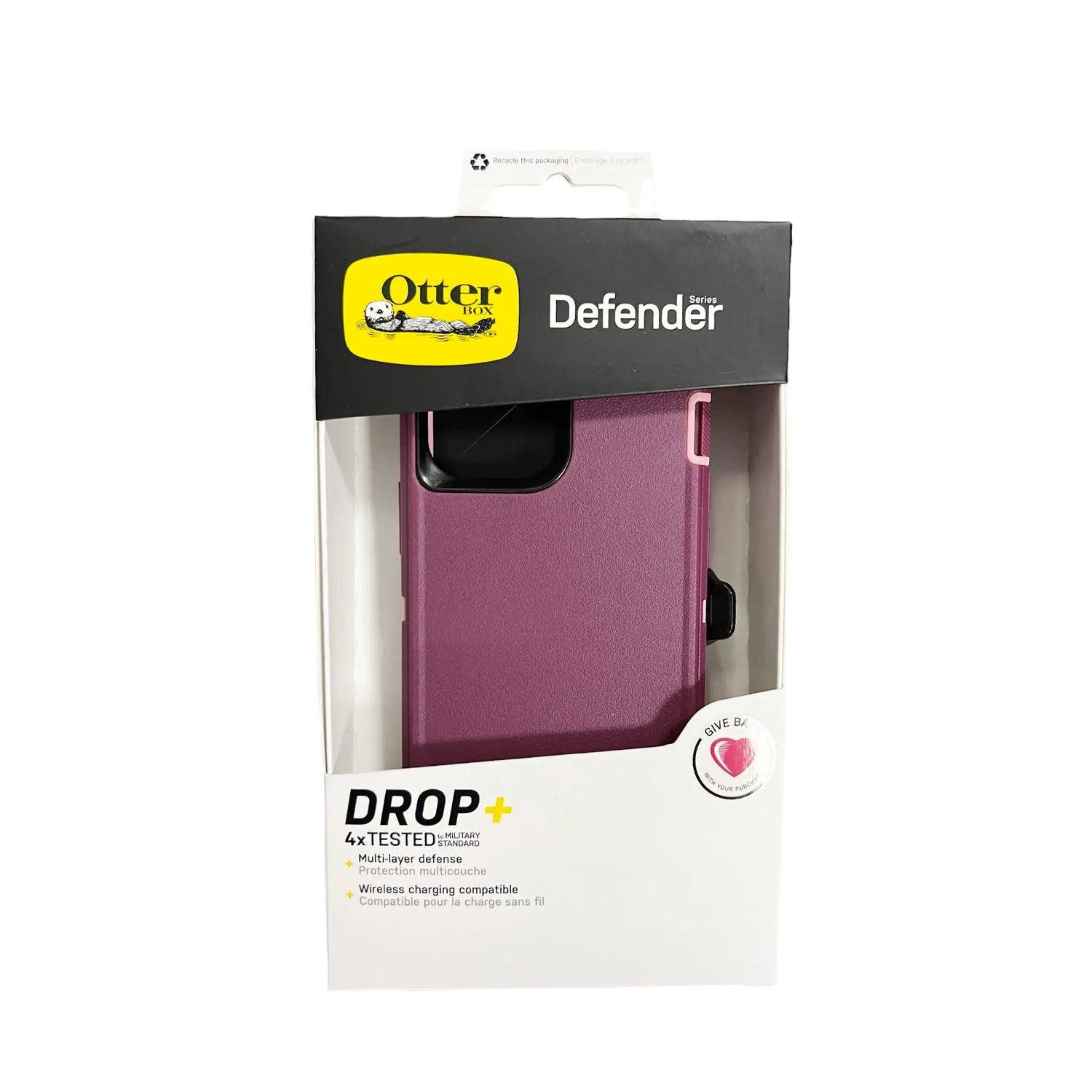 Estuche protector OtterBox Defender para iPhone 13 Pro en color rojo y rosado.