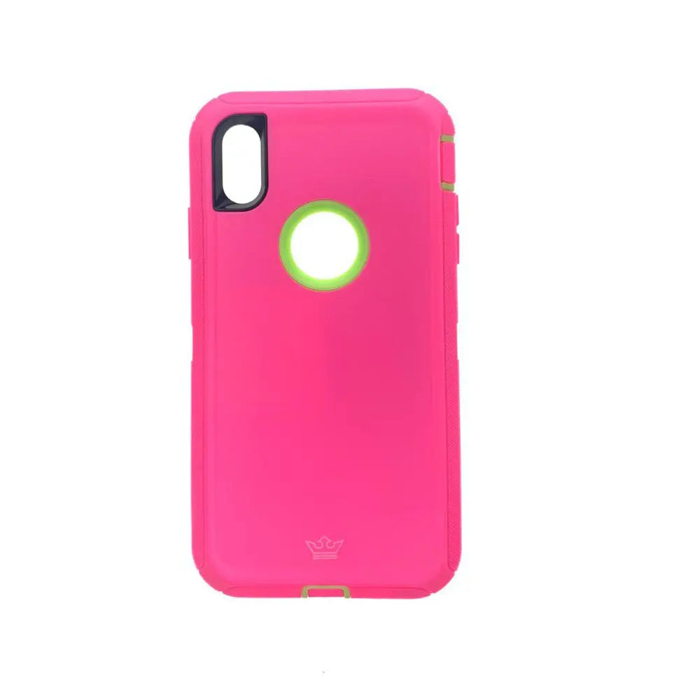 Estuche de protección El Rey Defender para Apple iPhone XS Max en rosa y verde.