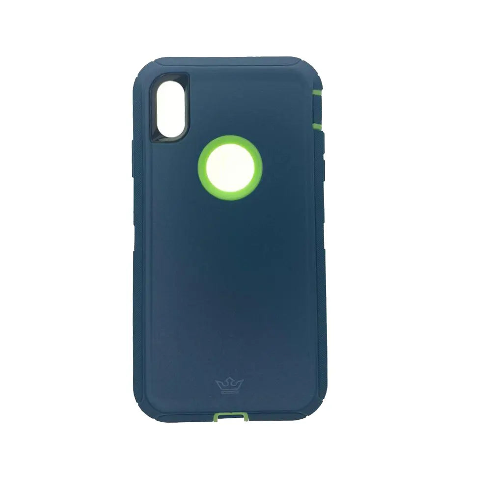 Estuche Protector El Rey Defender para iPhone XS Max en color turquesa/verde.